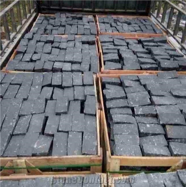 Cobbles Basalt Pavers, Viet Nam Grey Basalt