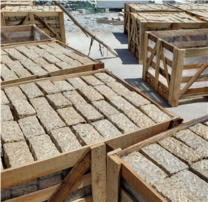 Granite Brick Stone Paver, Sun Golden Granite Cobblestone