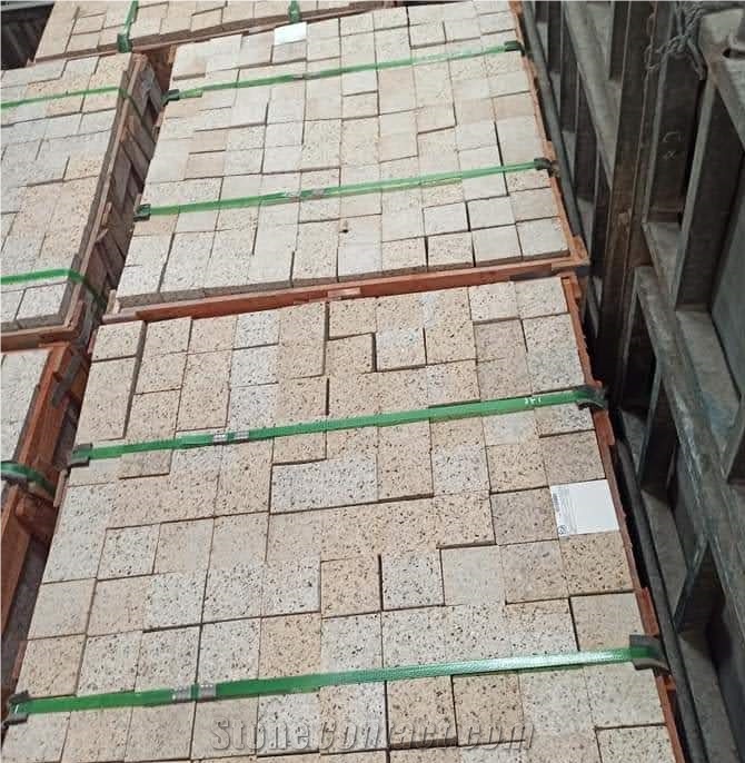 Granite Brick Stone Paver, Sun Golden Granite Cobblestone