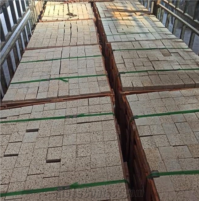 Granite Brick Stone Paver, Sun Golden Granite Cobblestone