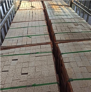 Granite Brick Stone Paver, Sun Golden Granite Cobblestone