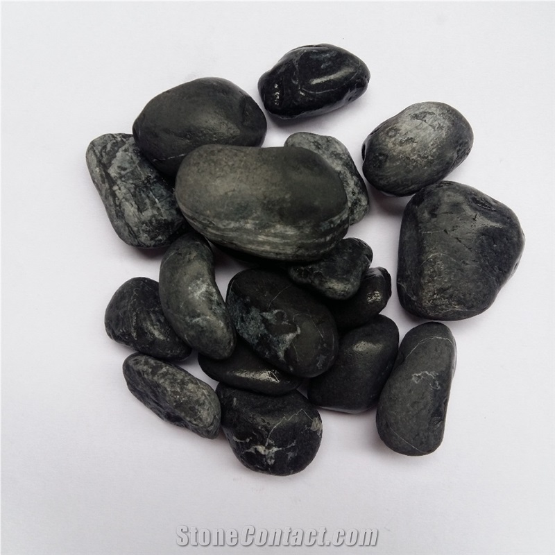 Un-Polished Black Pebble Landscaping Stone