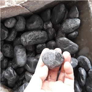 Un-Polished Black Pebble Landscaping Stone