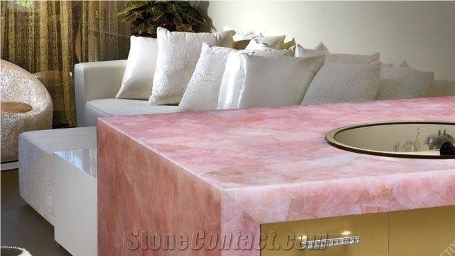 Crystal Pink Semiprecious Stone Slabs