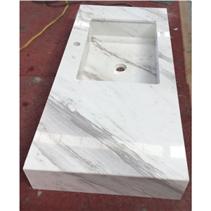 White Volakas Marble Bathroom Kitchen Hand Washing