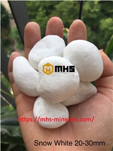 Snow White Tumbled Pebble Stone, White Marble Pebble Stone