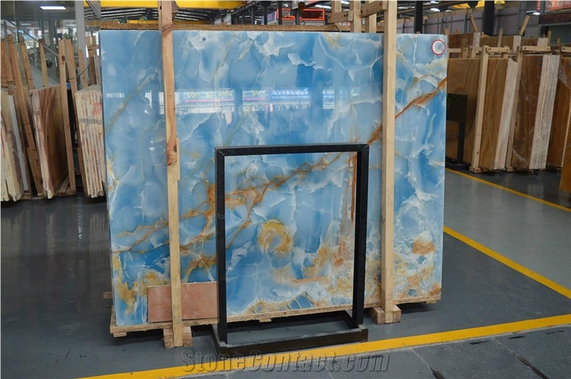Antofagasta Azul/Golden Blue Onyx Slabs For Countertops