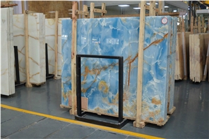 Antofagasta Azul/Golden Blue Onyx Slabs For Countertops