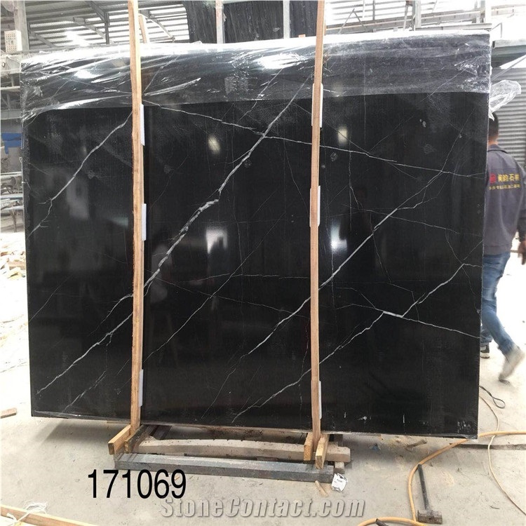 Black White Veins Nero China Marquina Marble Slabs