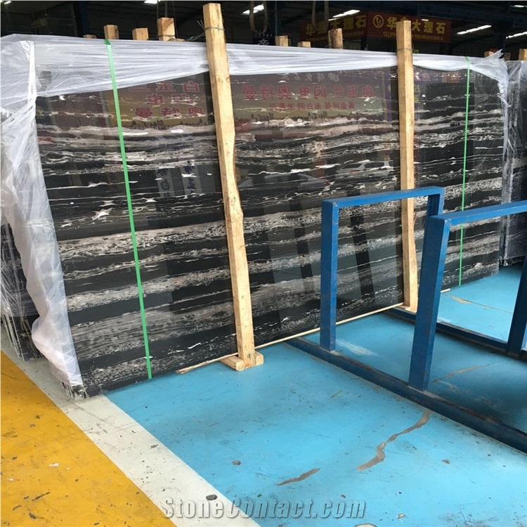 China Nero Portoro Silver Dragon Marble Slabs Tile