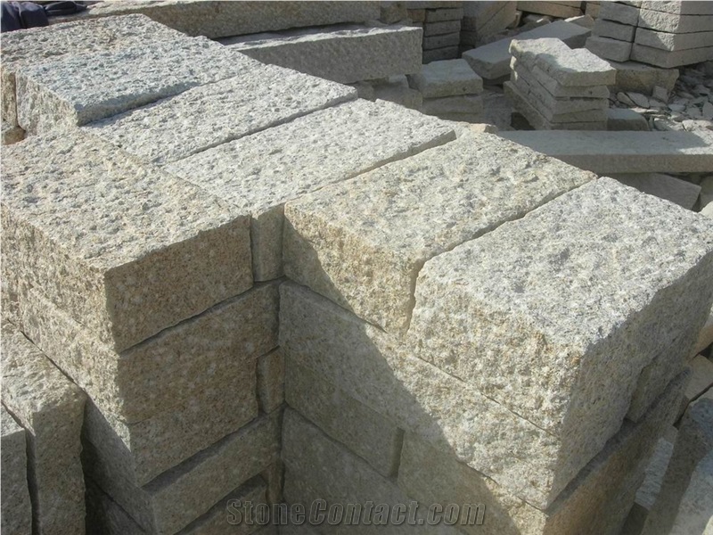 G682 Golden Yellow Garnet Granite Flamed Kerbstone