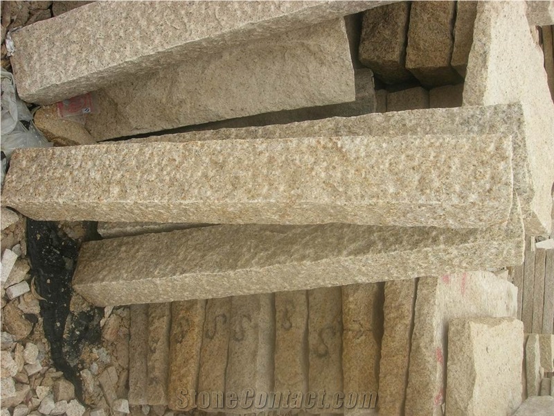 G682 Golden Yellow Garnet Granite Flamed Kerbstone