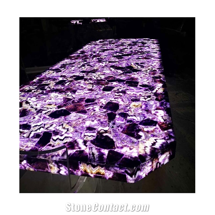 Gemstone Agate Amethyst Stone Translucent Slab