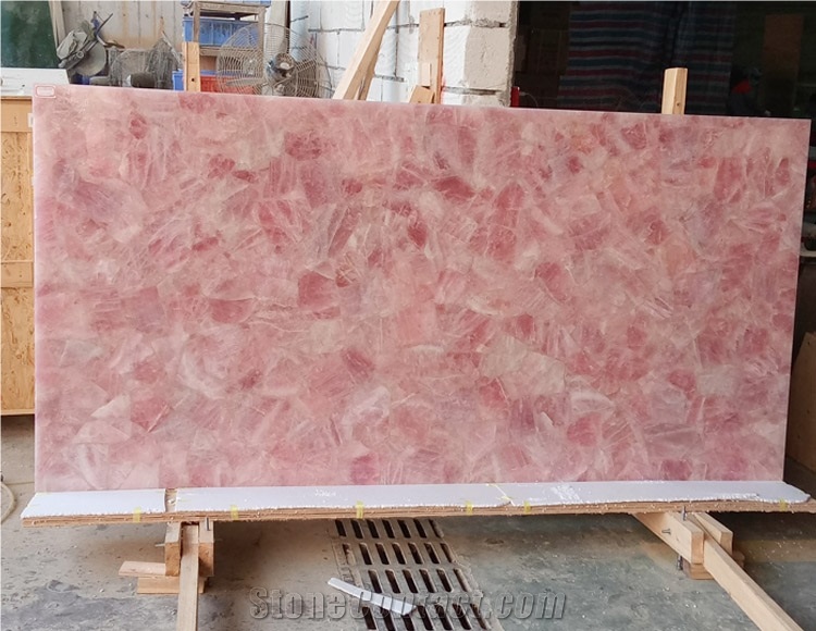 Pink Quartz Semiprecious Stone Slabs