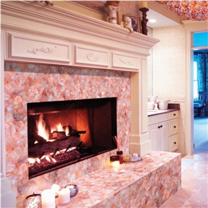 Polished Natural Pink Crystal Slab for Decoration
