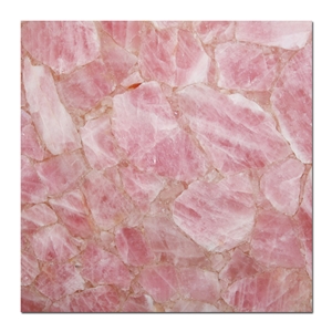 Polished Natural Pink Crystal Slab for Decoration