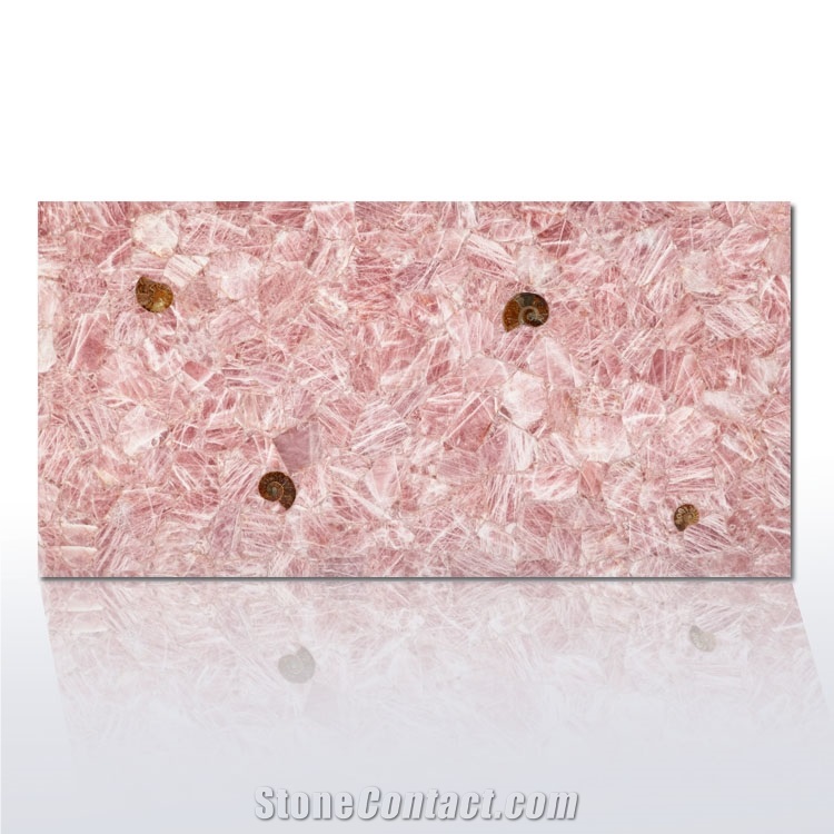 Polished Natural Pink Crystal Slab for Decoration