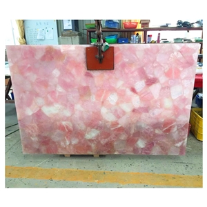 Polished Natural Pink Crystal Slab for Decoration