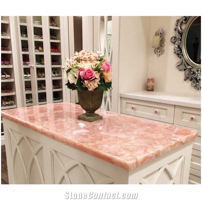 Polished Natural Pink Crystal Slab for Decoration