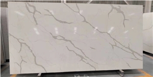 New Cream White Calacatta Quartz Slabs