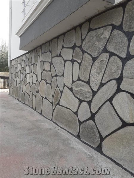 Silvery Green Slate Polygonal Irregular Flagstone Wall,Paver