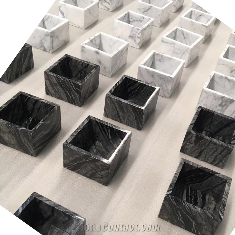 Rectangular Marble Tray, Wooden Black