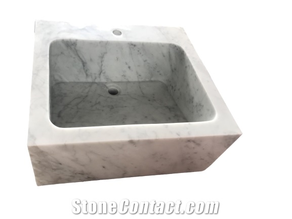 Rectangular Wash Basin, Bianco Carrara