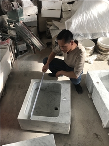 Rectangular Wash Basin, Bianco Carrara