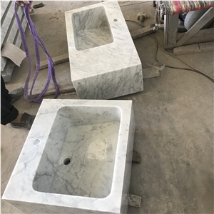 Rectangular Wash Basin, Bianco Carrara