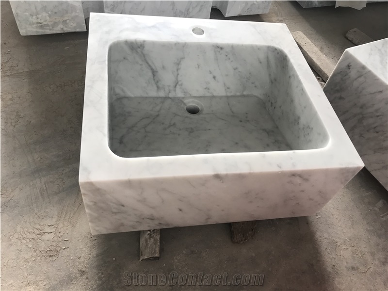 Rectangular Wash Basin, Bianco Carrara