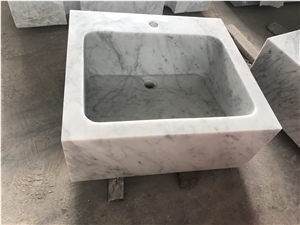 Rectangular Wash Basin, Bianco Carrara