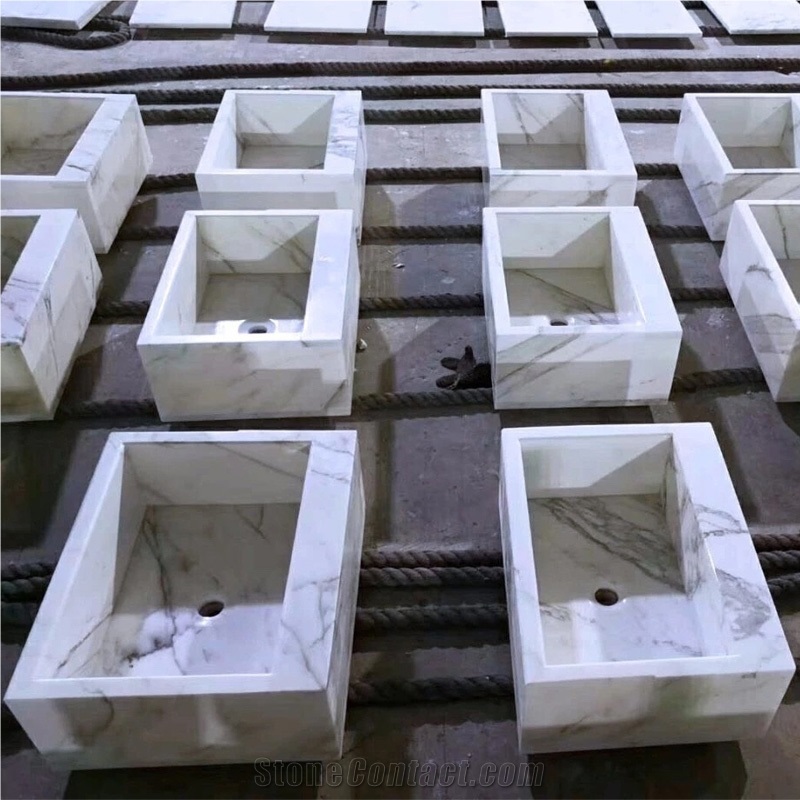 Rectangular Wash Basin, Bianco Carrara