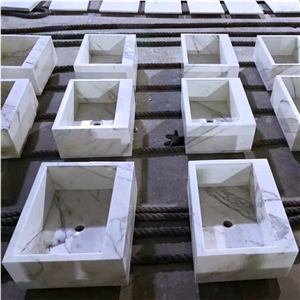 Rectangular Wash Basin, Bianco Carrara