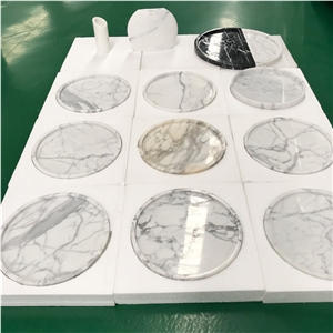 Round Marble Tray, Staturio or Calacatta Round Marble Tray, Staturio or Calacatta