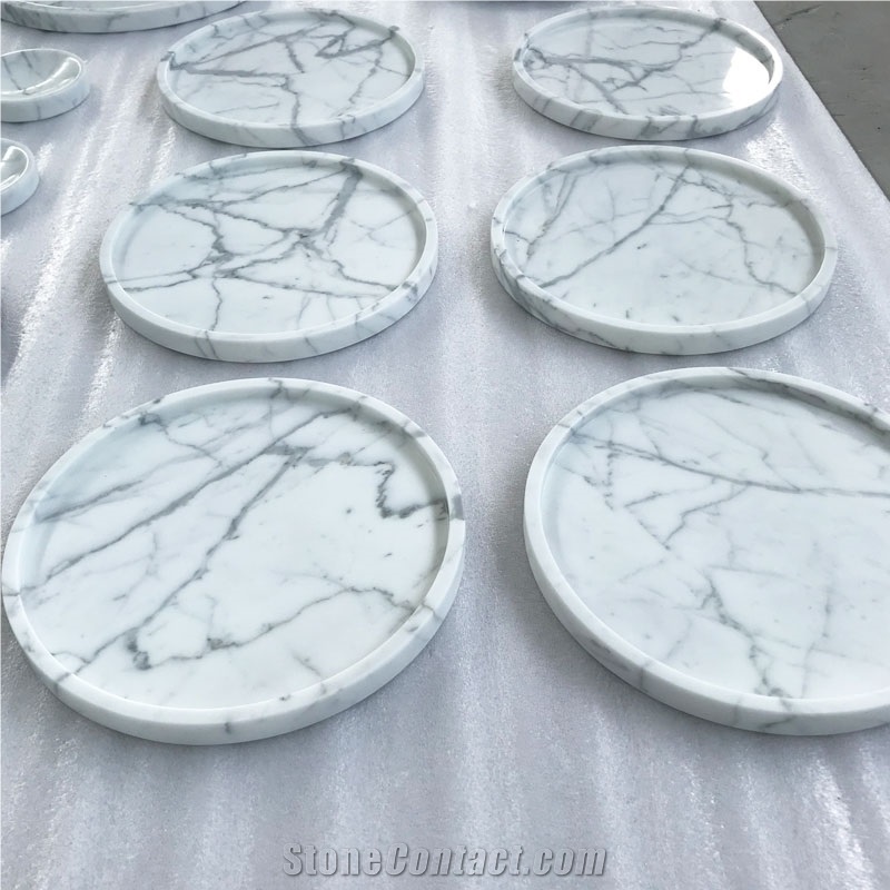 Round Marble Tray, Staturio or Calacatta