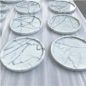 Round Marble Tray, Staturio or Calacatta