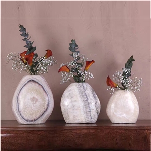 Multicolored Decorative Flowerpot Onyx Vase