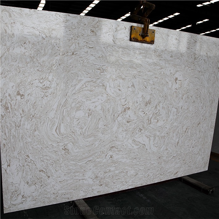 White Brown Artificial Marble Bathroom Tile