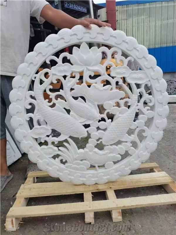 Archaize Window Hollows Stone Carved Wall Relief
