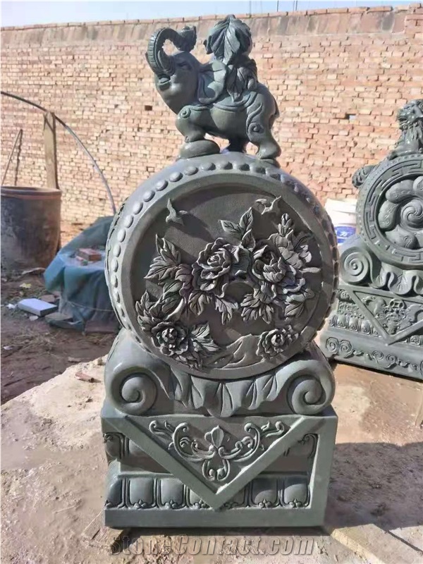 Blue Stone Drum Stone Block Gate Carving Relief