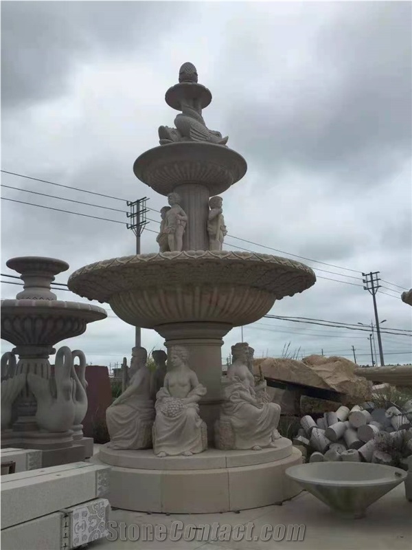 European Fountain Park Large Waterfall Sculpture