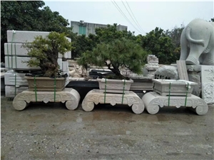Garden Courtyard Granite Stone Planter Flower Pots