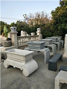 Garden Courtyard Granite Stone Planter Flower Pots