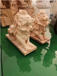Garden Hotel Villa Stone Lion Statues Decoration