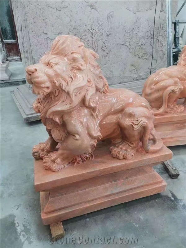 Garden Hotel Villa Stone Lion Statues Decoration
