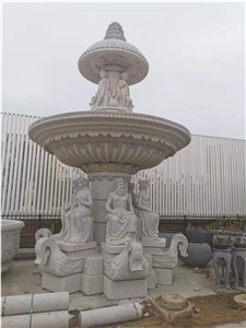 Garden Water Fountain with Stone Human Statues