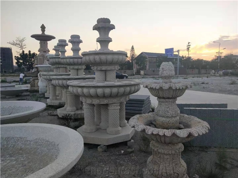 Garden Water Fountain with Stone Human Statues