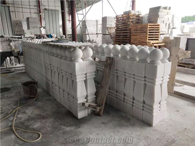 Guangxi White Marble Balustrade Balcony Railing