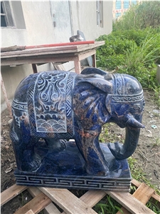 Luxury Blue Marble Hotel Elephant Animal Sculpture