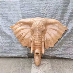 Pink Marble Wall Water Spray Stone Carving Relief